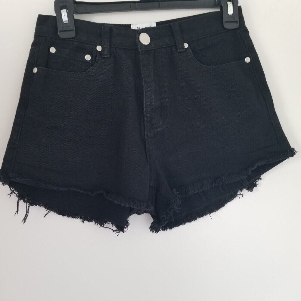 Princess Polly Size 4 Black Grunge Distressed Raw Hem Shorts Rockstar Festival